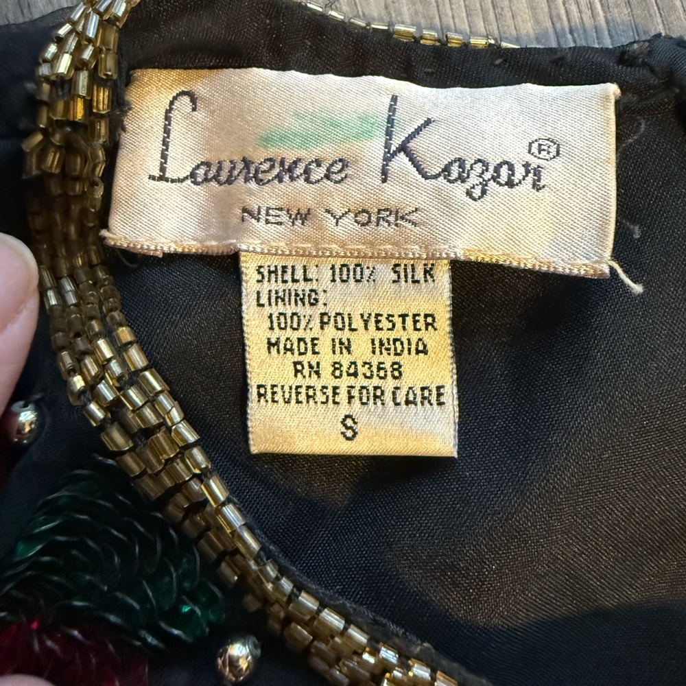 Laurence Kazar Red and Green Sequin Floral Blouse - Picture 3 of 4